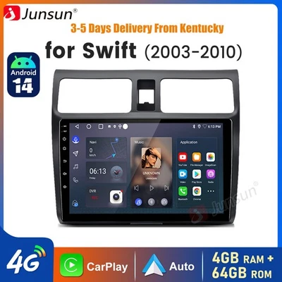 8Core 4+64G Android14 Carplay Car Stereo Radio GPS Navi For SUZUKI SWIFT 03-2010 Foto 1 de 4