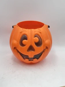 VTG 1997 Grand Venture 8” Pumpkin Jack O'Lantern Blow Mold Orange Pail Bucket - Picture 1 of 19