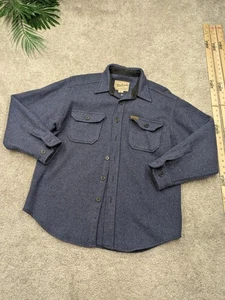 Vintage Woolrich Shirt Jacket Mens Medium Wool Outdoor Workwear Button Flannel - Picture 1 of 7