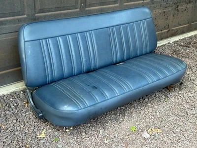 80-86 Ford F150 xlt F250 F350 Conventional Cab BENCH Seat - BLUE vinyl COMPLETE - Image 1 of 4