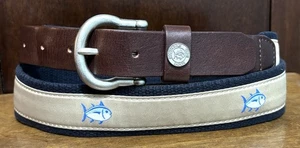 Southern Tide braun Leder Enden Gürtel Fischband Gr. 40 1,5" breit sehr guter Zustand - Bild 1 von 7