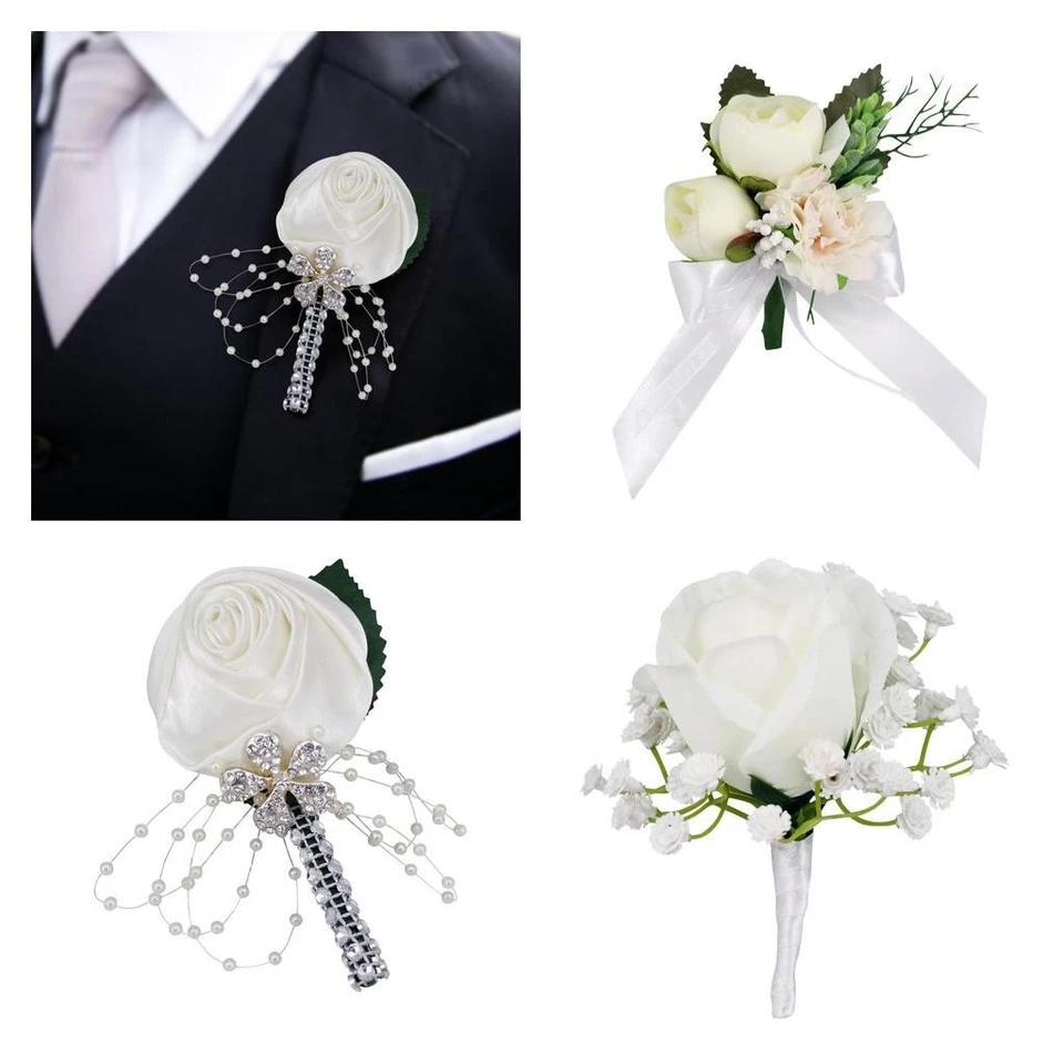 Broche Fleur fleurs en roses au Poignet Boutonnière Corsage  , Accessoire de - Photo 1/1