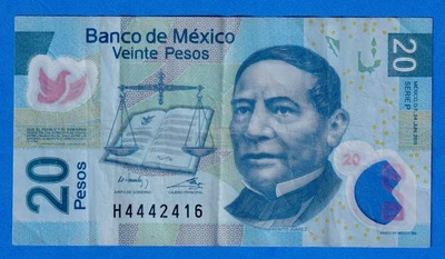 Mexico 20 Pesos 2011 P-122p Circulated Polymer Note  "Serie P "  H4442416 - Image 1 of 4