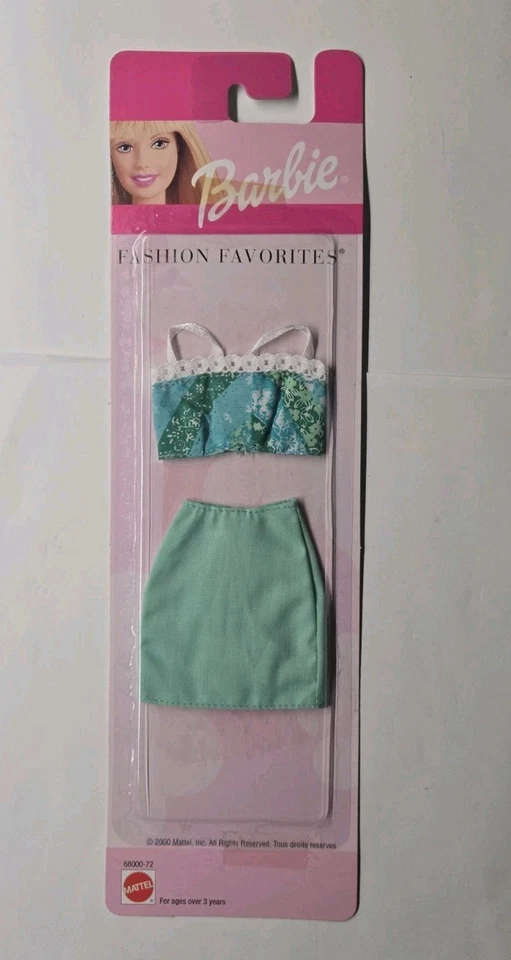 2000 Barbie Fashion Favorites Mattel Teal Skirt Floral Crop Top 68000-72 - Image 1 of 4