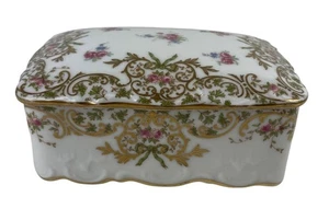 R. Delinieres and Co Limoges D & C France Porcelain Lidded Trinket Box - Picture 1 of 12
