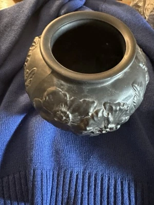 Tiffin Matte Black On Outside Hand-made , Purple Glow Inside RARE Pot - Image 1 of 4