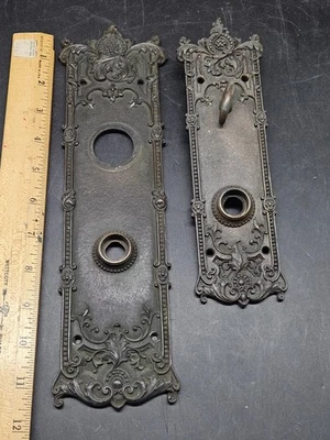 Antique French St. Remi Renaissance Cast Bronze Entry Door & Back Plates - Image 1 of 4