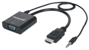 Manhattan HDMI to VGA (with Audio) Converter cable, 1080p, 30cm, Male to Female, - Picture 1 of 4