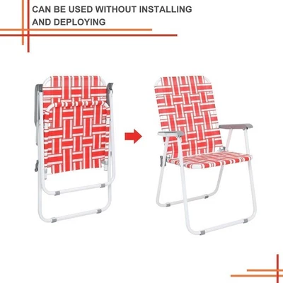 2pcs Folding Beach Portable Chair Outdoor Lawn Webbing Chair Reclining - Image 1 of 4