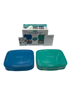 Fiambrera Bento Bentgo Fresh 4 compartimentos a prueba de fugas azul/verde paquete de 2 Foto 1 de 3