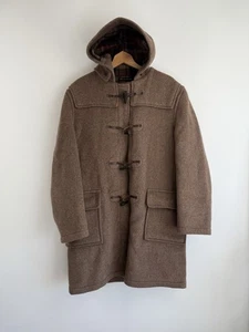 Gloverall Duffle Coat Mens Size UK XL 40 Brown Wool Hooded Toggle England Jacket - Picture 1 of 10