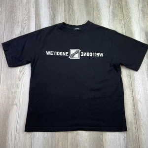 We11done Camicia Uomo Media Nera Bianca Manica Corta Designer Logo Casual Uomo - Foto 1 di 11