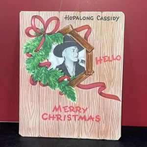 Vintage 50er HopAlong Cassidy Weihnachtsgrußkarte Western Motiv unbenutzt - Bild 1 von 11
