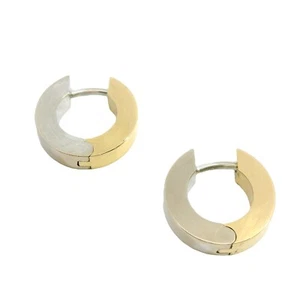 Estate 18k Two-Tone Gold Hoop Earrings - Picture 1 of 6