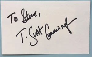 T. Scott Cunningham Signed Inscribed Index Card 3”X5” Love! Valour! Compassion! - Picture 1 of 1