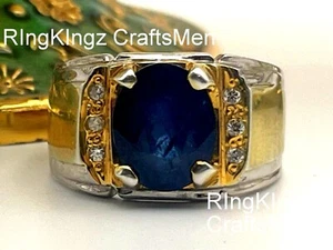 Sapphire Men Ring Handmade Natural Birthstone Jewelry Gifts For Him Size 5-15 - Picture 1 of 8
