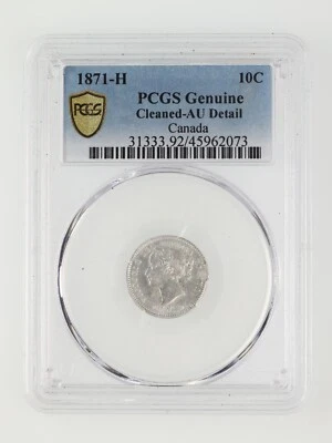 1871-H Canada 10 Cents PCGS AU Details Cleaned 10c - Image 1 of 4