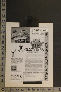 1930 TOY AD KRAZY-IKES BUILDING WOOD KNAPP ELECTRIC PR MALLORY PYRAMID NY TB73 - Picture 1 of 1