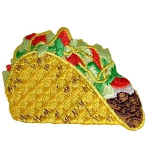 Taco Applique Patch - Embroidered Mexican American Food Badge 2-1/8" (Iron On) - Afbeelding 1 van 2