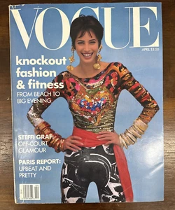Vtg Vogue Magazine - April 1990 #04 Christy Turlington, Knockout Fashion Fitness - Imagen 1 de 9