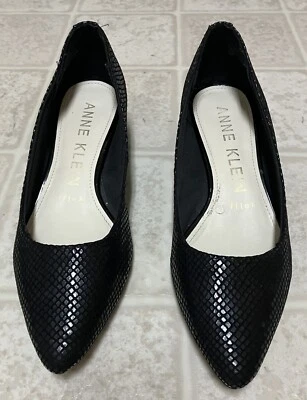 Anne Klein iFlex Mujer Piel de Pez Negra Brillo Imitación Cuero Tacón Medio Talla 7 Foto 1 de 4
