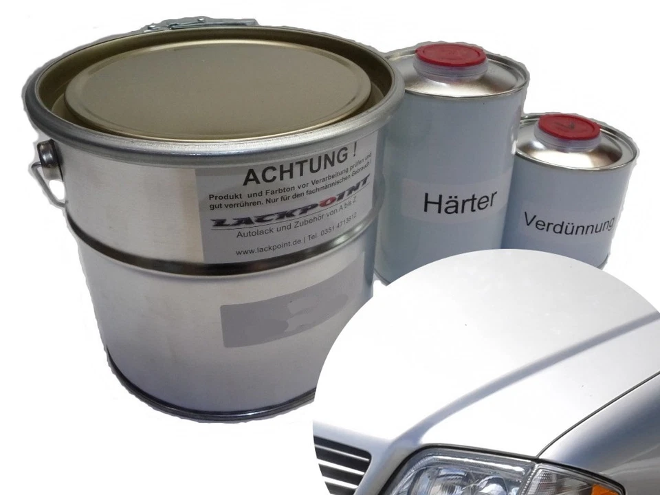 1 Liter Set 2K Autolack Mercedes 9744 Silber Metallic kein Klarlack Lackpoint $ - Bild 1 von 1