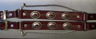 НОВЫЙ! Кожаный Western мотоциклиста загрузки цепочки браслет - коричневый - серебро овальный раковины - Изображение 1 из 4