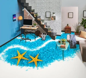 3D Yellow Starfish 56RAI22 Floor WallPaper Murals Wall Print Decal AJ WALL Fay - Picture 1 of 5