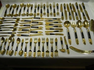 Vintage Siam Buddhismus Phra Phrom Messing Besteck Set 84 Teile - 6A - - Bild 1 von 12