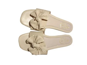 New Women One Strap Open Toe Slip On Sandal khaki Pyramid Shapes Size 39 - Picture 1 of 3