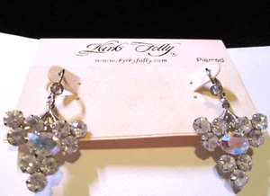 Kirks Folly Triangle-Shape Clear Crystal Leverback, Silvertone Pierced Earrings - Picture 1 of 8