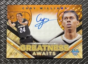 CODY WILLIAMS 2023-24 Bowman’s Best Greatness Awaits Orange Refractor Auto /25 - Picture 1 of 2