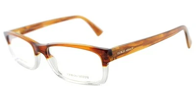 GIORGIO ARMANI GA765 EID CRYSTAL FADED BROWN PLASTIC EYEGLASSES 53-17-145 ITALY - Image 1 of 4