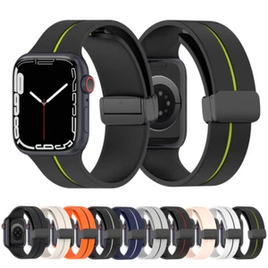 Für Apple Watch 10 9 8 7 SE Magnetschnalle Silikon Band 44/45/46/49mm Ultra 2 - Bild 1 von 49