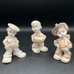 Set of 3 - Dutch Boys Playing Accordion, Cowboy and Sailor - White with Red Lips - Picture 1 of 9