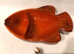 Vintage Metlox Poppytrail Red Rooster Fish Pickle Dish Tray Pottery Goldfish Koi - Picture 1 of 5