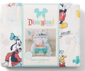 Licensed DISNEYLAND RESORT SINGLE Bed Quilt Cover Set POLY/COTTON Mickey Minnie - Picture 1 of 2