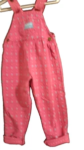 Vintage 90’s OshKosh Floral Bubble Overalls Bibs Bow Pink Blue Girls Size 2T - Picture 1 of 12