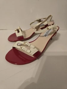Scarpe donna vintage anni 90 punta aperta rosso patentato basse guarisce alte misura 9,5 - Foto 1 di 6