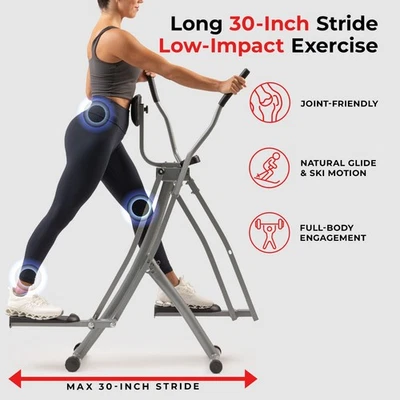 30" Stride Air Walk Cross Trainer Elliptical Full Body Glide Ski Motion Foldable - Image 1 of 4