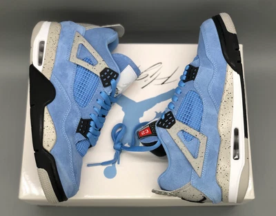 Zapatos de baloncesto Jordan 4 retro "azul universitario" de caña media para hombre Foto 1 de 4
