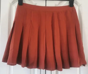 Womens FOREVER 21 Brown Orange Pleated Chiffon Short Skirt - Size M UK 10/12 - Picture 1 of 4