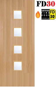 Porta antincendio interna FD30 prefinita 4 luci trasparenti rovere bianco marca + consegna - Foto 1 di 3