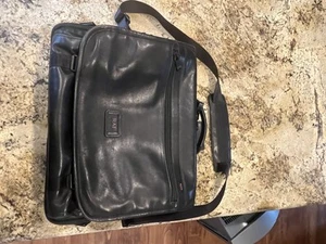 TUMI Alpha Black Leather Expandable Laptop Briefcase 96592DH - Picture 1 of 11