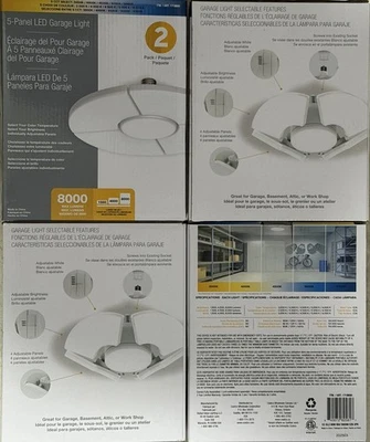 Luz LED de garaje de 5 paneles, paquete de 2 Foto 1 de 2