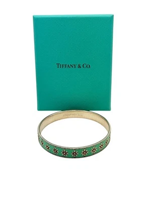 Brazalete Tiffany & Co. Plata Esterlina Esmalte Azul Flor Margarita - Caja Foto 1 de 4