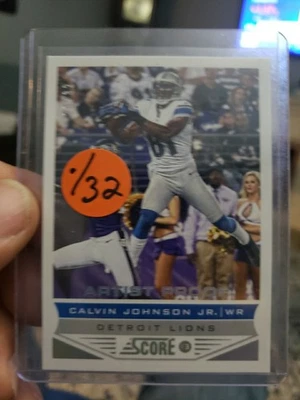 2013 Score Artist Proof */32 Calvin Johnson Detroit Lions  - Image 1 of 3
