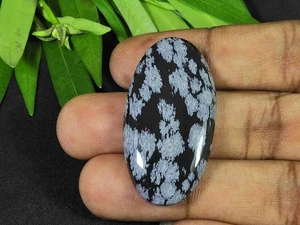 22X42X07MM Copo de Nieve Natural Obsidiana Ovalado Cabujón Piedra Preciosa Suelta 51Cts. A003 - Imagen 1 de 9