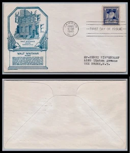 US FDC # 867 5c Walt Whitman Anderson 1940, 9Q637 - Picture 1 of 1