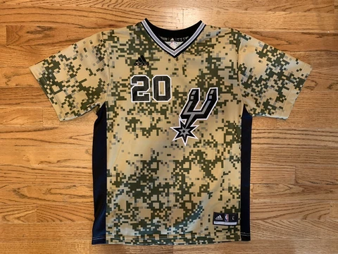 Rare Adidas NBA San Antonio Spurs Manu Ginobili Camo Basketball Jersey youth L Cover